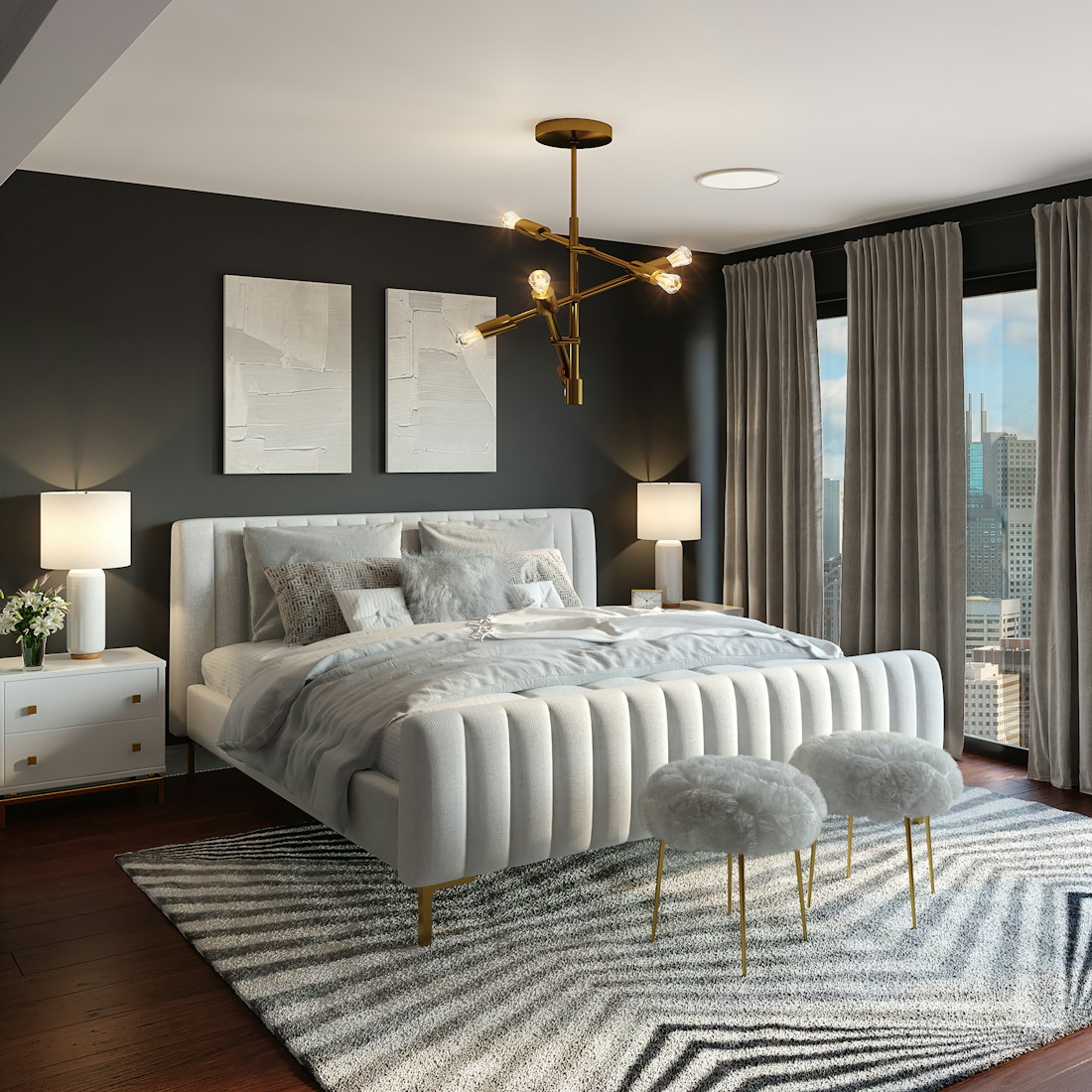 Relaxed bedroom with soft linen and natural textures